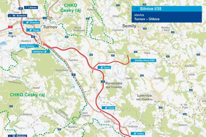 PRÁCE NA PŘÍPRAVĚ STAVBY SILNICE I/35 MEZI TURNOVEM A ÚLIBICEMI POKRAČUJÍ